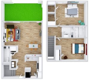 a floor plan of a two bedroom apartment at The  Magnolia on 4th