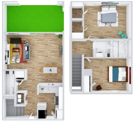 a floor plan of a two bedroom apartment at The  Magnolia on 4th